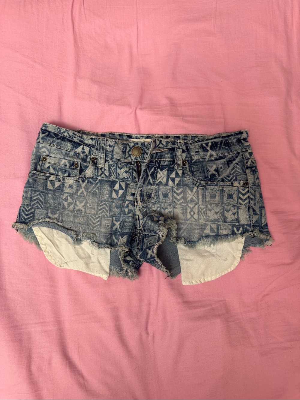 Denim Tribal Print denim Shorts